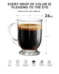 LUXU 24 OZ Glass Coffee Mugs(1 PACK),Large Clear Coffee Mug,Glass Mugs With Handles for Hot and Cold Beverages, Cappuccino, Latte,Juice,Milk,Hot Chocolate,Beer Mug