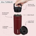 BJPKPK Insulated Water Bottle with 2 Lids,20 oz Double Wall Stainless Steel Vacuum Tumbler Travel Coffee Mug,Wide Mouth Thermal Cup,Cinnabar Red