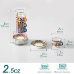 vancasso 2.5 Oz Stackable Espresso Cups with Saucers and Metal Stand Set of 4,Bohemian Ceramic Cappuccino Cups - Microwave and Dishwasher Safe, Perfect For Tea, Espresso, Latte, Cafe-01