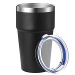 MEWAY 16oz Tumbler Double Wall Vacuum Insulated Travel Mug Bulk, Stainless Steel Tumblers with Lid, Powder Coated Coffee Cups for Cold & Hot Drinks (Black,1 Pack)