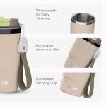 ADOTEM Insulated 16oz Stainless Steel Tumbler Mug Leakproof Double Walled Vacuum Thermal Coffee Cup with 2-in-1 Straw & Lid, Cupholder-Friendly Travel Mug for Hot & Cold Drinks (Beige)