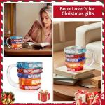 VNROSE Painted Book Mug - 3D Book Coffee Mug,Novelty Coffee Mug,Personalized Gift for Book Lovers, Birthday Gift For Women,Unbreakable Library Art Cup,Book Club Gifts(10oz)