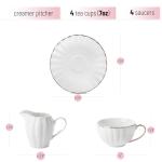 BTaT- Classic tea set, 13 pcs, Tea Cups (7oz), Tea Pot with Stainless Steel Infuser (32oz), Creamer and Sugar Set, Porcelain Tea Set, White Tea Set, Tea Pot Sets with Cups