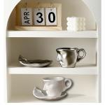 Auntzyj Abstract art teacup kissing lover stereo face sculpture coffee cup, 260ml large capacity ceramic coffee cup saucer (argent,8.8oz)