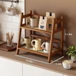 D-werack Narrow Mug Holder Countertop, 2 Tier Tea and Coffee Bar Station Organizer, Bamboo Matcha Stand, Cup Display Shelf, Condiment Storage Rack for Kitchen Counter Cabinet, Brown