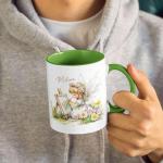 Customized Cute Angel Ceramic Mug, Personalized Name Cup With Angel Is Painting, Gift For Art Lovers, Flower Garden Scene Coffee Mug, Custom Nature Inspired White Cup 11oz 15oz