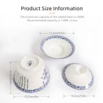 WEOPYCJ Chinese Tea Cup, Porcelain Traditional Classic Teacup with Lid and Saucer, White Glazed Sancai Covered Blwl Kungfu Gaiwan 6.8oz (Blue)