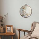 IDUXIY Vintage Tea Cup Wall Art Decor, Roses & Afternoon Tea Scene Canvas Print Round Wall Hanging Decor, Framed, 10x10 Inch.(008)