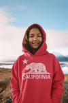 shop4ever California Distressed White Bear Hoodies Cali Sweatshirts Medium Red 0