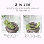 ADOTEM Insulated 16oz Stainless Steel Tumbler Mug Leakproof Double Walled Vacuum Thermal Coffee Cup with 2-in-1 Straw & Lid, Cupholder-Friendly Travel Mug for Hot & Cold Drinks (Beige)