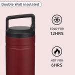 BJPKPK Insulated Water Bottle with 2 Lids,20 oz Double Wall Stainless Steel Vacuum Tumbler Travel Coffee Mug,Wide Mouth Thermal Cup,Cinnabar Red