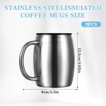 Lemecima 3 Pack Insulated Stainless Steel Coffee Mug Spillproof with Lid Double Wall Travel Coffee Mug with Handle Shatterproof Metal Coffee Cups for Camping Outdoor Hot Tea Beer Cold Drink(14 oz)