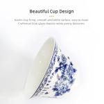 WEOPYCJ Chinese Tea Cup, Porcelain Traditional Classic Teacup with Lid and Saucer, White Glazed Sancai Covered Blwl Kungfu Gaiwan 6.8oz (Blue)