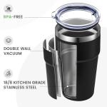 MEWAY 16oz Tumbler Double Wall Vacuum Insulated Travel Mug Bulk, Stainless Steel Tumblers with Lid, Powder Coated Coffee Cups for Cold & Hot Drinks (Black,1 Pack)