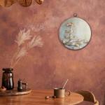 IDUXIY Vintage Tea Cup Wall Art Decor, Roses & Afternoon Tea Scene Canvas Print Round Wall Hanging Decor, Framed, 10x10 Inch.(008)