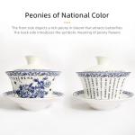 WEOPYCJ Chinese Tea Cup, Porcelain Traditional Classic Teacup with Lid and Saucer, White Glazed Sancai Covered Blwl Kungfu Gaiwan 6.8oz (Blue)