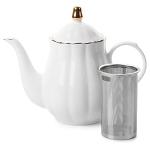 BTaT- Classic tea set, 13 pcs, Tea Cups (7oz), Tea Pot with Stainless Steel Infuser (32oz), Creamer and Sugar Set, Porcelain Tea Set, White Tea Set, Tea Pot Sets with Cups