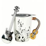 Violin Novelty Mug Unique Musical Gift Ceramic Tea Coffee Cup with Cool Music Themed Lid and Spoon,Birthday Holiday Gift for Musician,Women,Men,Teacher