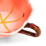 Cididu Flower Tea Cup and Saucer, 6 Oz Ceramic Coffee Mug with Spoon, 3D Handmade Vintage Drinking Cups, 3 Pieces Orange Teaware Mug for Women, Christmas Birthday Gift Party (Floral and Leaf)