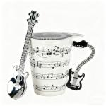 Violin Novelty Mug Unique Musical Gift Ceramic Tea Coffee Cup with Cool Music Themed Lid and Spoon,Birthday Holiday Gift for Musician,Women,Men,Teacher