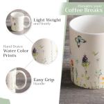 Maison d' Hermine Coffee Mug with Handles Fine Bone China Mugs Pack of One Tea Cups for Hot Beverages Cappuccino Latte Home Restaurant Office Easter Gifts (Botanical Fresh - Meadow, 12 Ounce)