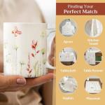 Maison d' Hermine Coffee Mug with Handles Fine Bone China Mugs Pack of One Tea Cups for Hot Beverages Cappuccino Latte Home Restaurant Office Easter Gifts (Botanical Fresh - Meadow, 12 Ounce)