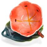 Cididu Flower Tea Cup and Saucer, 6 Oz Ceramic Coffee Mug with Spoon, 3D Handmade Vintage Drinking Cups, 3 Pieces Orange Teaware Mug for Women, Christmas Birthday Gift Party (Floral and Leaf)