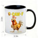 LZDDYWPH F-Caw-F Coffee Mug, Funny Chicken Mug-11oz Ceramic Colorful Cup with Colored Handle, Farm Animal Theme, Gift for Chicken Lovers (Black)