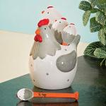 Bits and Pieces 4-Piece Ceramic Chicken Measuring Spoons Set with Holder - Farm Animal Country Theme - Includes 1/4, 1/2, 1 Teaspoon, 1 Tablespoon, Kitchen Chicken Decor