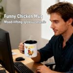 LZDDYWPH F-Caw-F Coffee Mug, Funny Chicken Mug-11oz Ceramic Colorful Cup with Colored Handle, Farm Animal Theme, Gift for Chicken Lovers (Black)