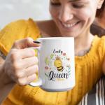 Lovely Queen Bee Design Coffee Mugs, Personalized Unique Name Bee With Flowers Cup Gift For Girl Women, Customized Birthday Christmas Cup Present, Animal Themed Cups 11Oz Or 115Oz