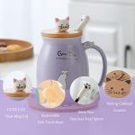 BigNoseDeer Cat Mug Kawaii Tea Cup with Infuser and Lid Purple Cat Ceramic Coffee Mug Cute Cool Preppy Stuff Birthday Gifts for Mom Gifts for Women Girlfriend Girls Cat Lover Gifts(13oz)