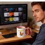 LZDDYWPH F-Caw-F Coffee Mug, Funny Chicken Mug-11oz Ceramic Colorful Cup with Colored Handle, Farm Animal Theme, Gift for Chicken Lovers (Black)