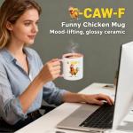 LZDDYWPH F-Caw-F Coffee Mug, Funny Chicken Mug-11oz Ceramic Colorful Cup with Colored Handle, Farm Animal Theme, Gift for Chicken Lovers (Black)