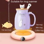 BigNoseDeer Cat Mug Kawaii Tea Cup with Infuser and Lid Purple Cat Ceramic Coffee Mug Cute Cool Preppy Stuff Birthday Gifts for Mom Gifts for Women Girlfriend Girls Cat Lover Gifts(13oz)