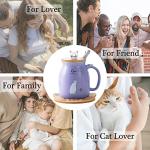 BigNoseDeer Cat Mug Kawaii Tea Cup with Infuser and Lid Purple Cat Ceramic Coffee Mug Cute Cool Preppy Stuff Birthday Gifts for Mom Gifts for Women Girlfriend Girls Cat Lover Gifts(13oz)