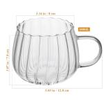 DOITOOL 2-Pack Clear Glass Pumpkin Coffee Cups 12Oz Heat Resistant Mugs with Handle for Coffee Tea Milk - Seasonal Pumpkin Drinking Glasses for Home and Holiday Use