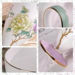 KAMMAK Bone China Mugs Set of 2 Fine Ceramic Coffee Mug, 15oz Porcelain Novelty Coffee Mugs for Cappuccino, Latte, Coco, Americano, Large Floral Tea Cups, Pretty Lightweight Cup