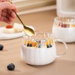 DOITOOL 2-Pack Clear Glass Pumpkin Coffee Cups 12Oz Heat Resistant Mugs with Handle for Coffee Tea Milk - Seasonal Pumpkin Drinking Glasses for Home and Holiday Use