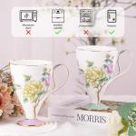 KAMMAK Bone China Mugs Set of 2 Fine Ceramic Coffee Mug, 15oz Porcelain Novelty Coffee Mugs for Cappuccino, Latte, Coco, Americano, Large Floral Tea Cups, Pretty Lightweight Cup