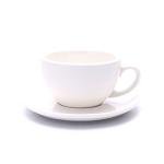 Coffeezone Cappuccino Barista Cup and Saucer Latte Art & Americano, New Bone China Coffee Shop Use (Glossy White, 8.5 oz)