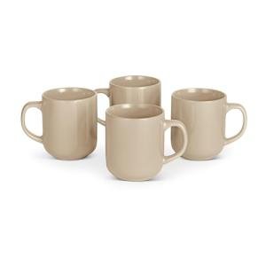 Amazon Basics Ceramic Coffee Mugs, Ceramic 4-Piece Set, 16 oz, Microwave and Dishwasher-Safe, Linen Gray