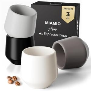 MIAMIO - Espresso Cups Set of 4 (3 oz) / Espresso Cup, Ceramic Espresso Cups, Handleless Mug, Japanese Tea Cups - Luxe Collection (Classic Pastel)