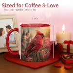 GOVISLAND Cardinal Ceramic Mug 11oz, Warm Red Cardinal Bird Art Coffee Cup with Soft Floral Background Design, Elegant Nature Inspired Drinkware for Daily Enjoyment, Thoughtful Gift for Bird Lovers