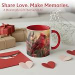 GOVISLAND Cardinal Ceramic Mug 11oz, Warm Red Cardinal Bird Art Coffee Cup with Soft Floral Background Design, Elegant Nature Inspired Drinkware for Daily Enjoyment, Thoughtful Gift for Bird Lovers