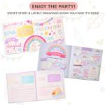 Tickle & Main Plush Tea Party Set Unicorn - 8-Piece, Rainbow - Kids Tea Set with Rainbow Teapot & Cups, Party Hat, Storybook & Unicorn Plush