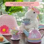 Tickle & Main Plush Tea Party Set Unicorn - 8-Piece, Rainbow - Kids Tea Set with Rainbow Teapot & Cups, Party Hat, Storybook & Unicorn Plush