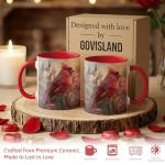 GOVISLAND Cardinal Ceramic Mug 11oz, Warm Red Cardinal Bird Art Coffee Cup with Soft Floral Background Design, Elegant Nature Inspired Drinkware for Daily Enjoyment, Thoughtful Gift for Bird Lovers