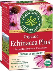 Traditional Medicinals Organic Echinacea Plus Seasonal Tea (Pack of 1), Promotes Immune Function, 16 Tea Bags