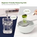 Joiish Matcha Whisk Set, 10-Pcs Matcha Kit, Bamboo Whisk and Bowl with Spout & Measuring Spoon & Cup, Japanese Macha Tea Making Tools Gift, Grey